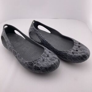 Crocs Kadee Ballet Flat‎ Slip On Shoes Snake Print Casual Sandals Womens 7